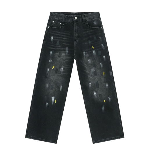 Printed Black Denim