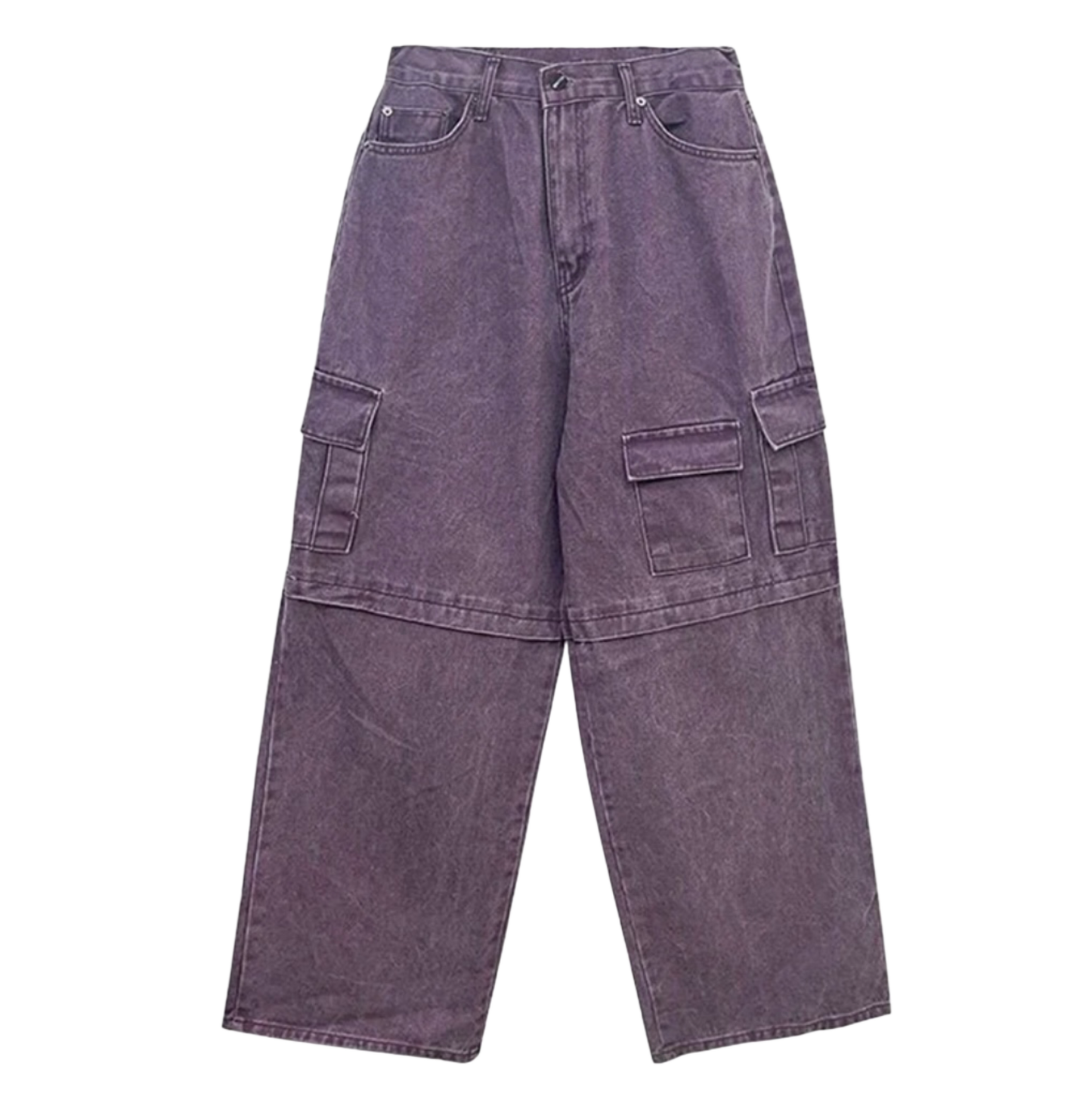 Purple Denim Cargo Pants