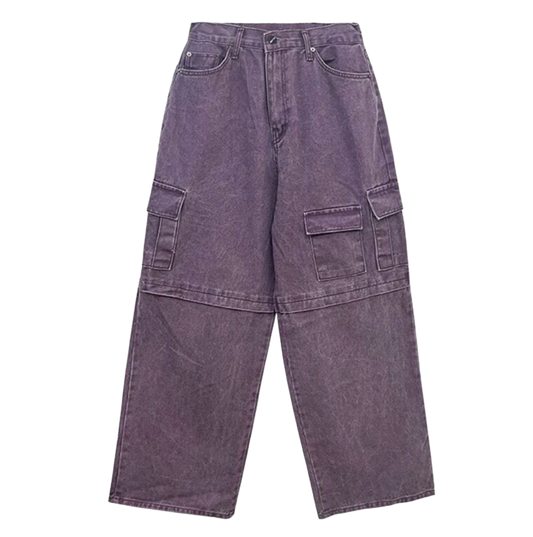 Purple Denim Cargo Pants