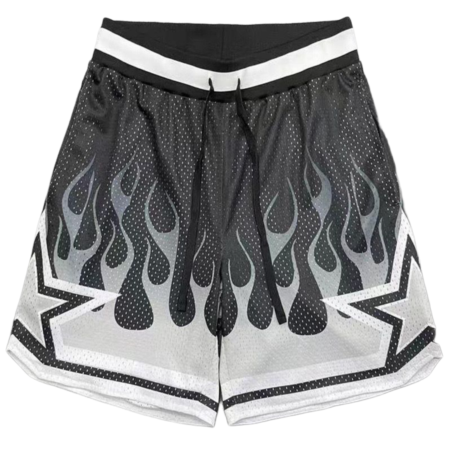 Fire Stars Black & Grey Mesh Short