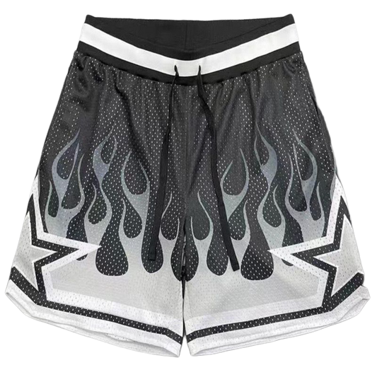 Fire Stars Black & Grey Mesh Short