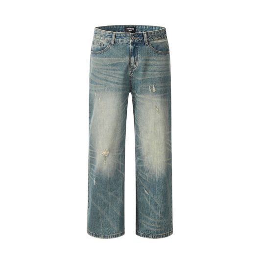 Distressed Straight Blue Jean,11km