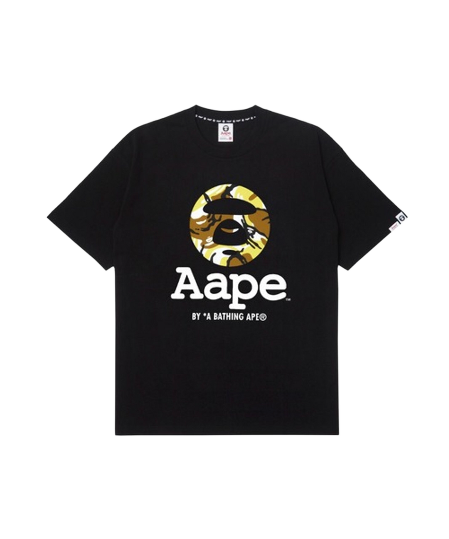 AAPE Yellow & Cream Camo Black Tee