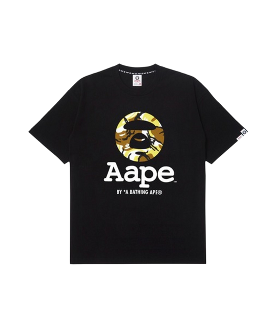 AAPE Yellow & Cream Camo Black Tee