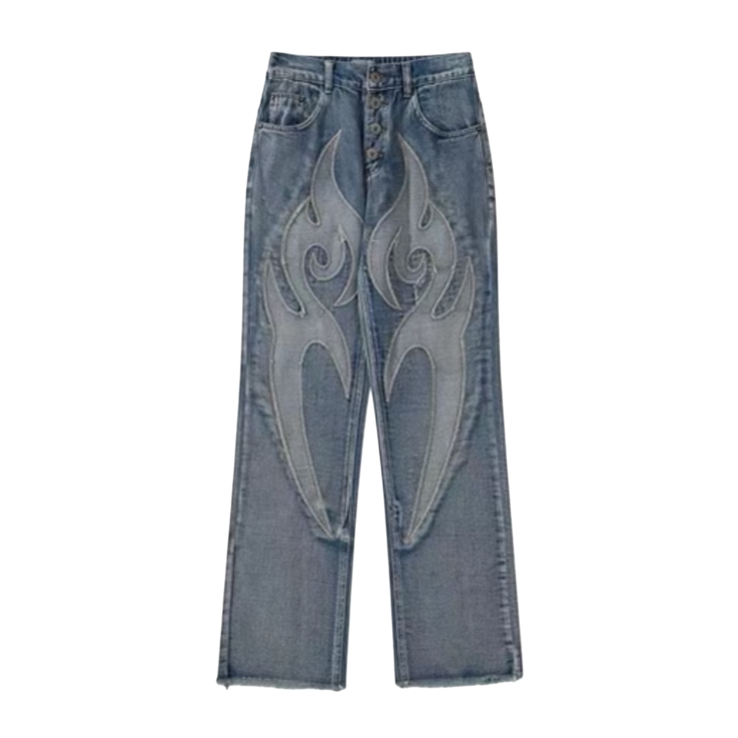 Fire Pattern Denim Trousers Jean