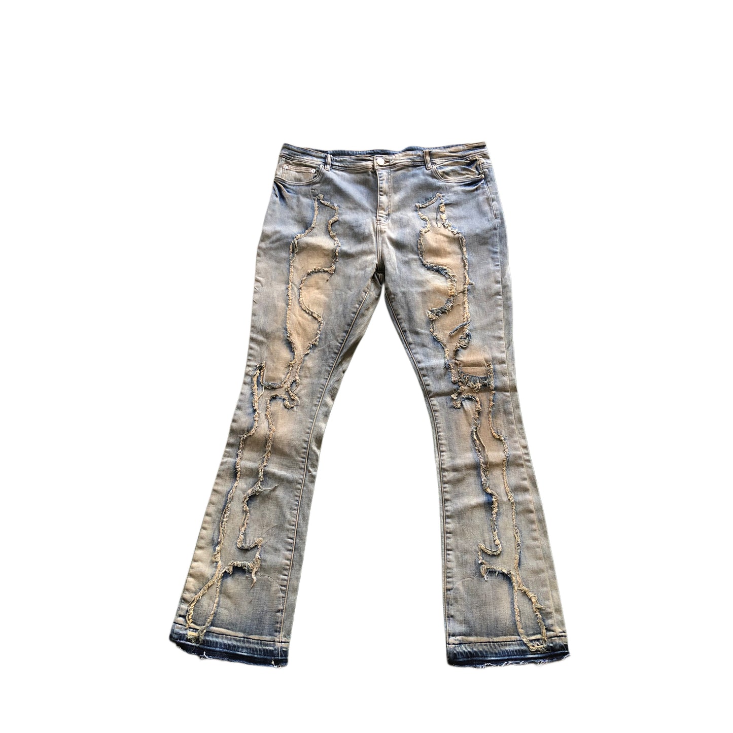 Washed Distressed Stiching Denim