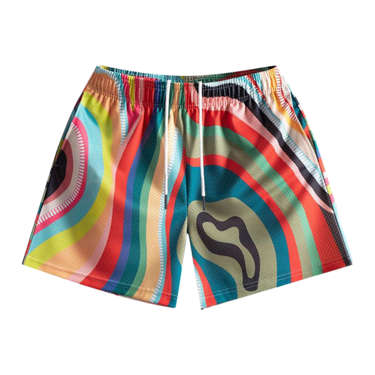 Colorful Print Mesh Short