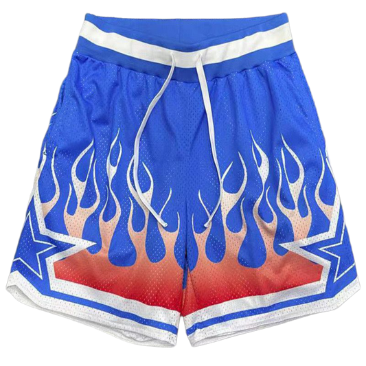 Fire Stars Blue Mesh Shorts