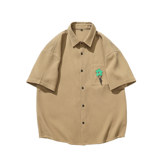 Botton Green Flower Shirt