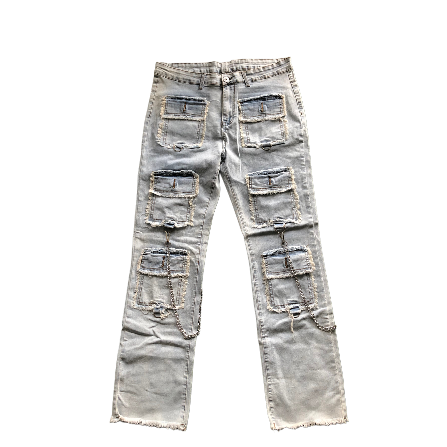 Pocket Chains Distressed Denim