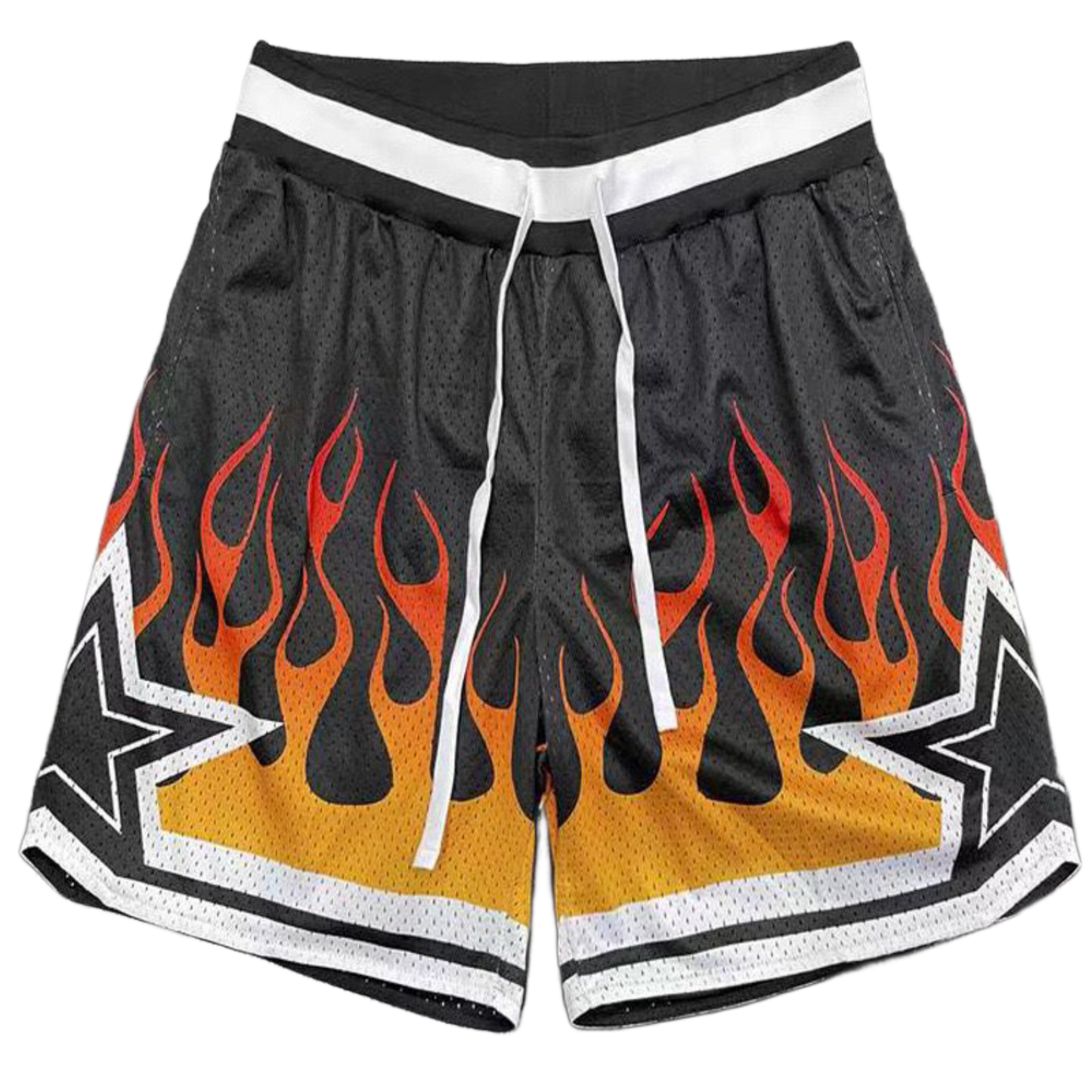 Fire Stars Black Mesh Short