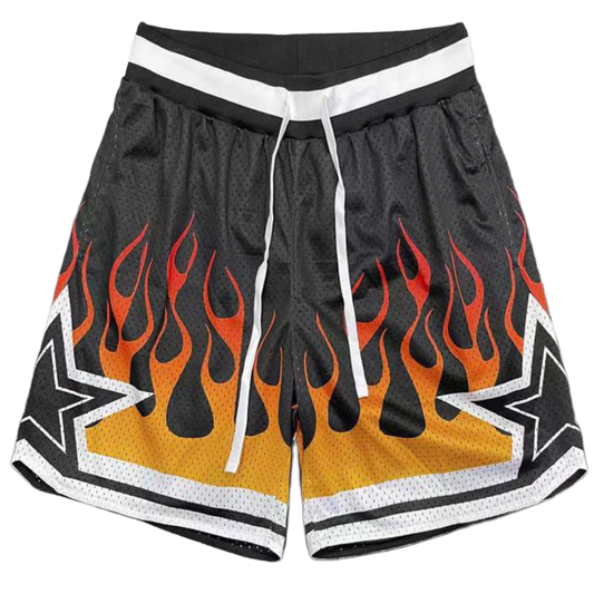 Fire Stars Black Mesh Short