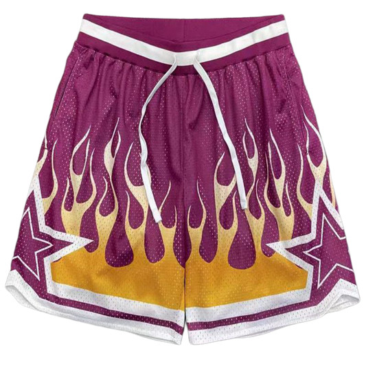 Fire Light Purple Stars Mesh Short