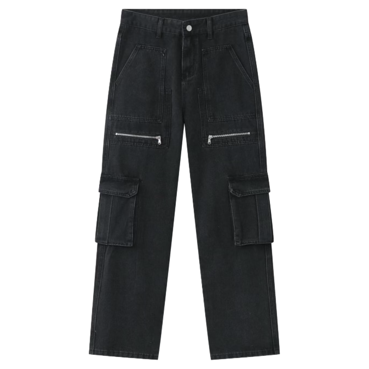 Black Denim Cargo Zip