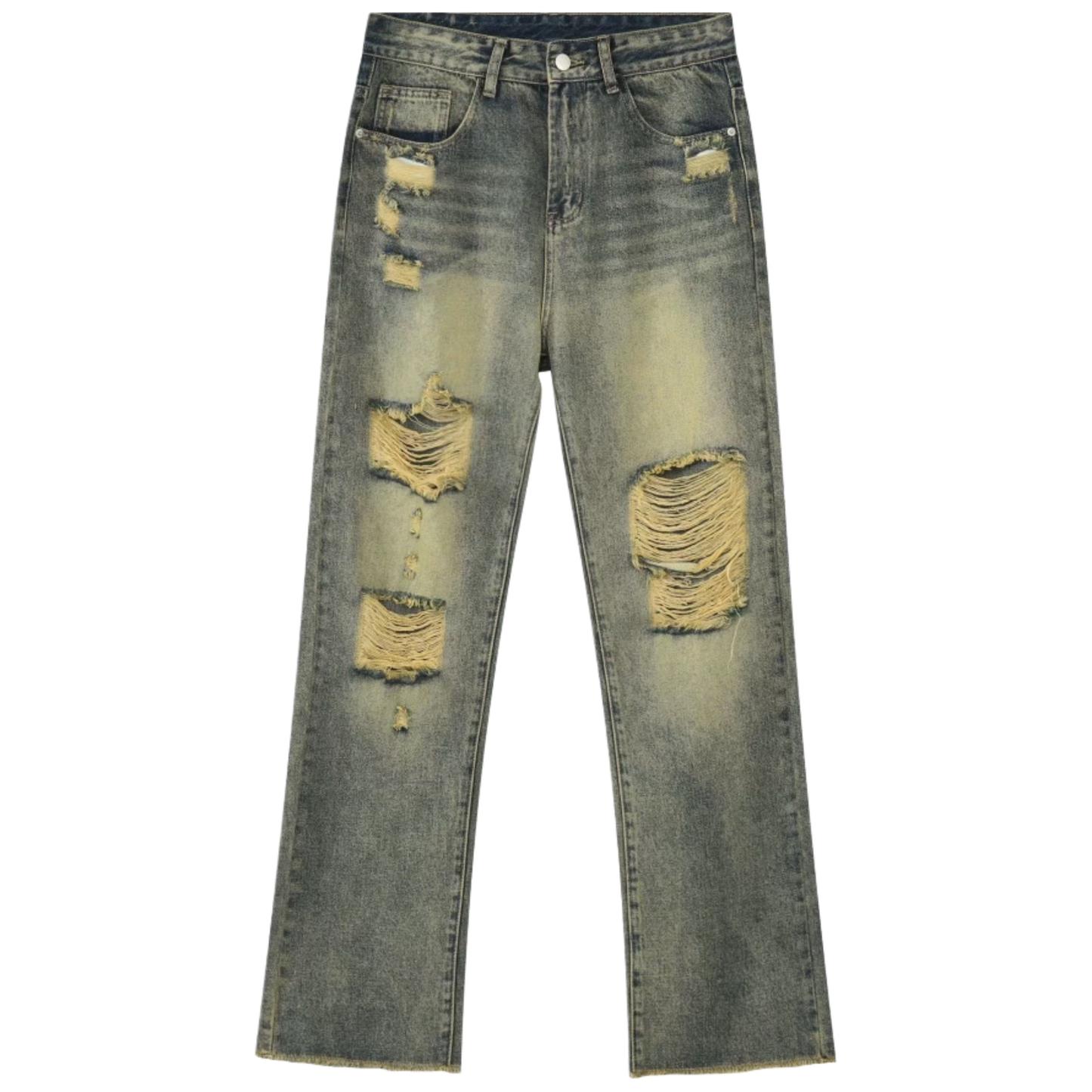 Distressed Raw Hem Jeans