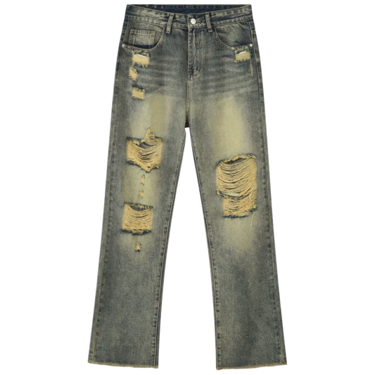 Distressed Raw Hem Jeans