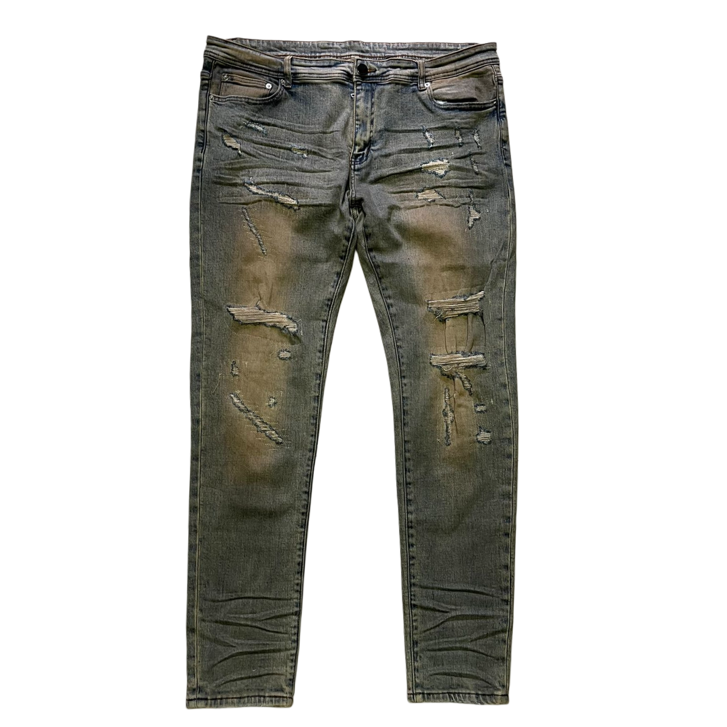 Olive Grunge Distressed Skinny