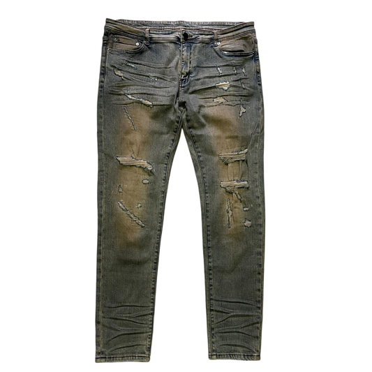 Olive Grunge Distressed Skinny