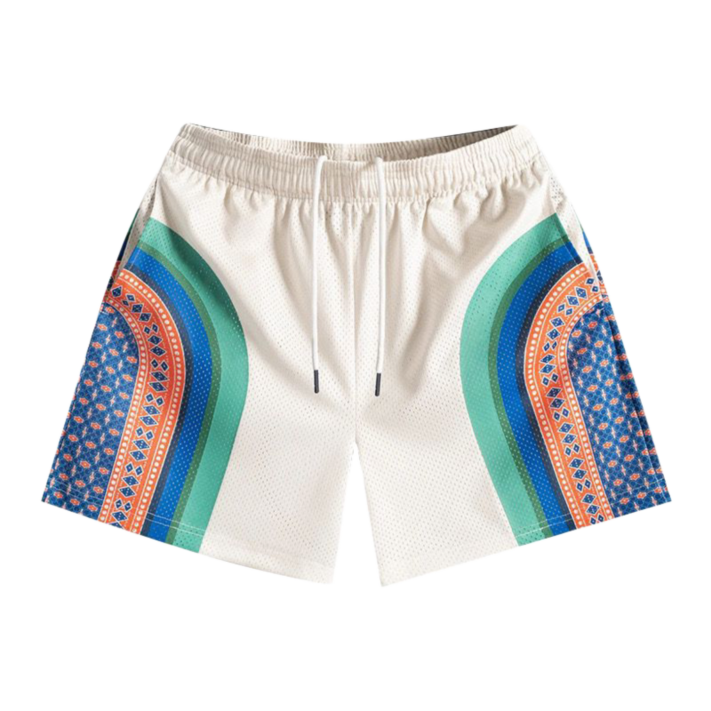 Colorful White Mesh Short