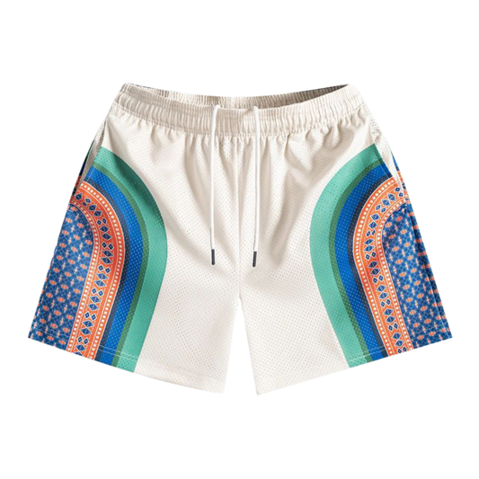 Colorful White Mesh Short